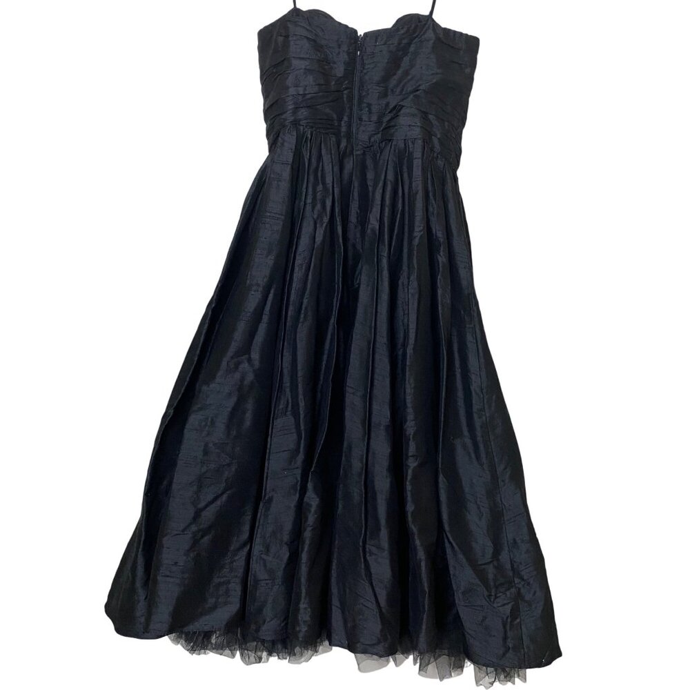 Vintage Y2K ABS by Allen Schwartz Black Silk Strapless Evening Gown Sz 2 - Picture 2 of 11